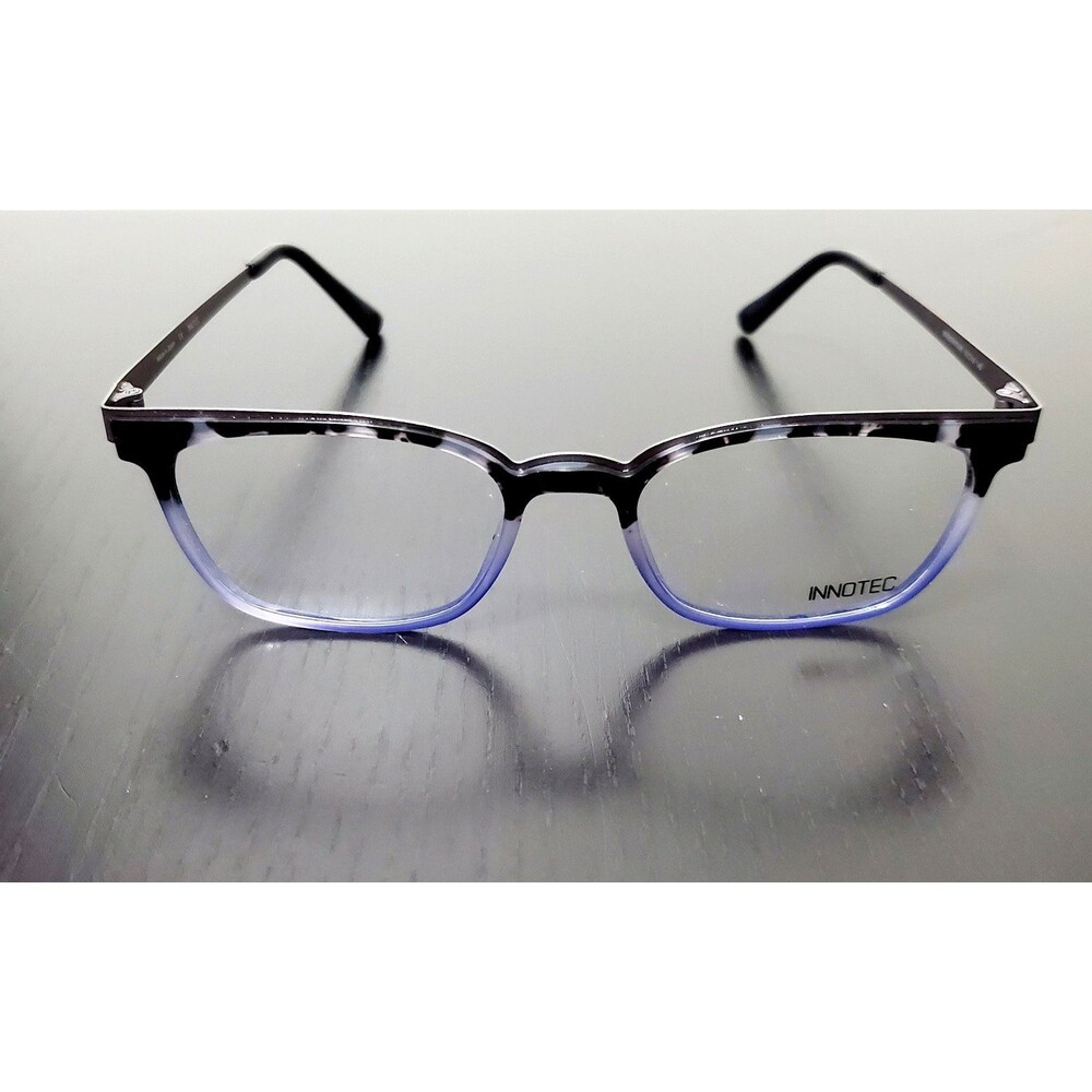 Men's Innotec Gray Blue Gunmetal Designer Eyeglasses Frames 52-19-140 Japan Made